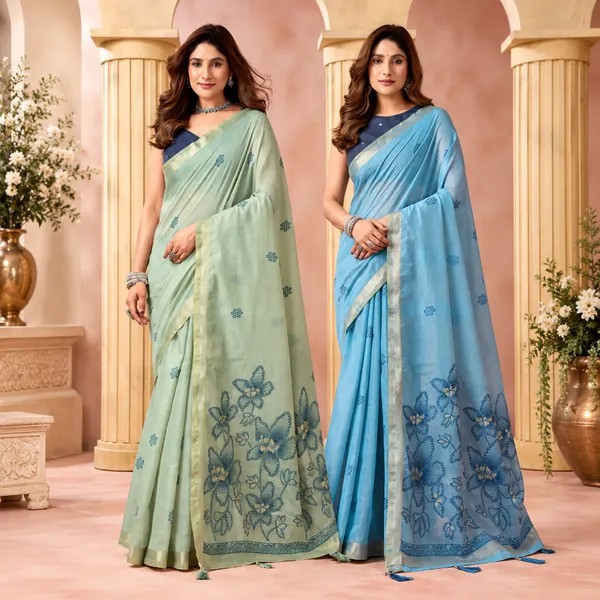 Sage_Green_&_Blue_Floral_Katha_Work_Modal_Mina_Zhallar_Saree_For_Women