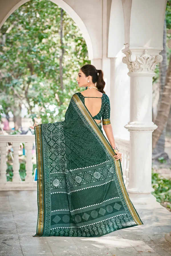 Zalak_Green_Printed_Saree_for_Women_By_Kahaf
