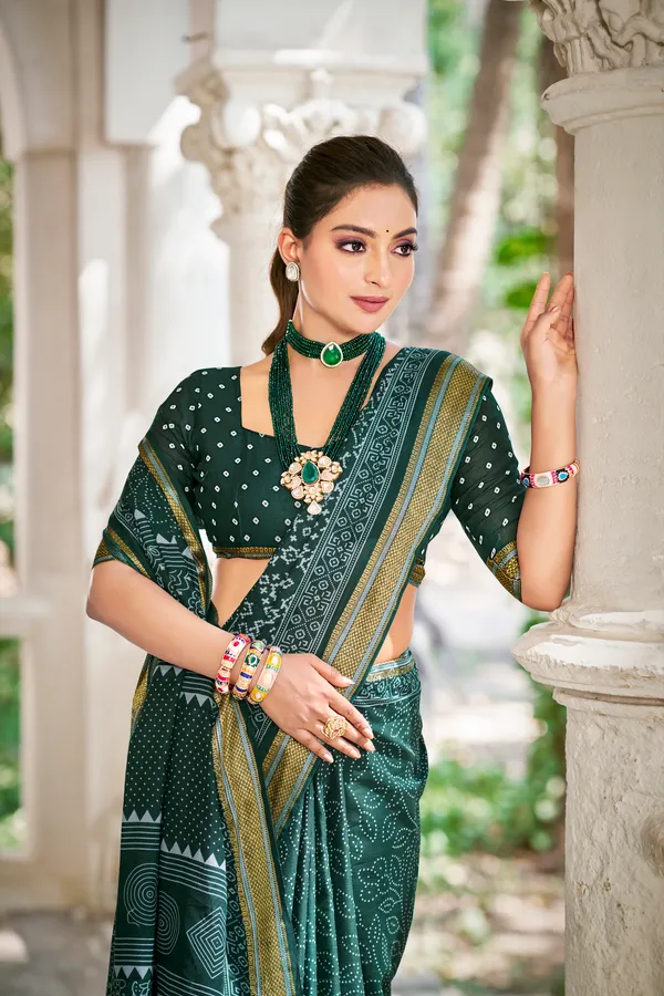 Zalak_Green_Printed_Saree_for_Women_By_Kahaf