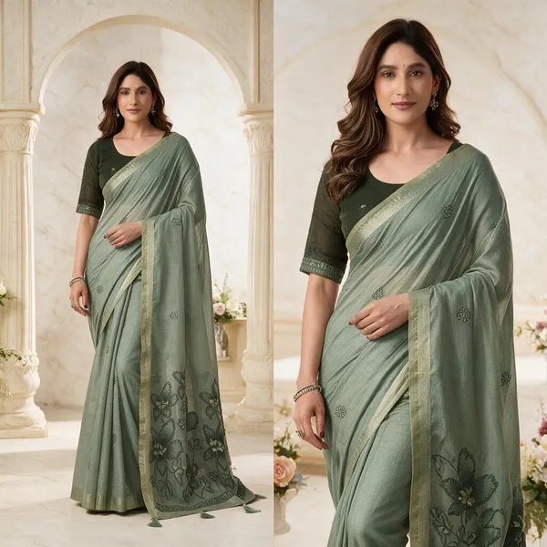 Sage_Green_Floral_Katha_Work_Modal_Mina_Saree_For_Women