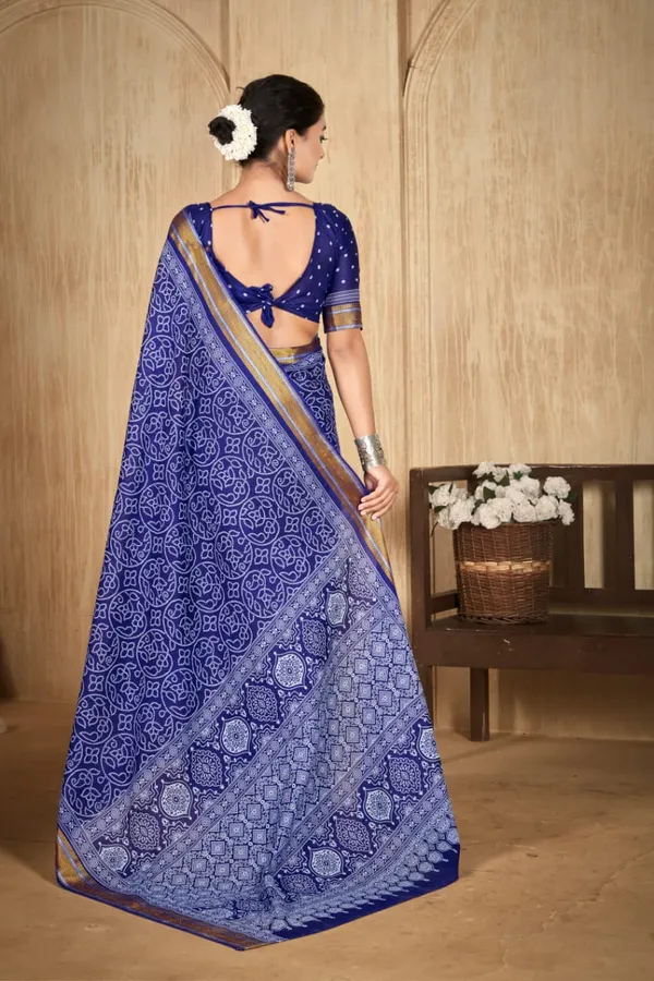 Royal_Blue_Printed_Saree_For_Women_By_Kahaf