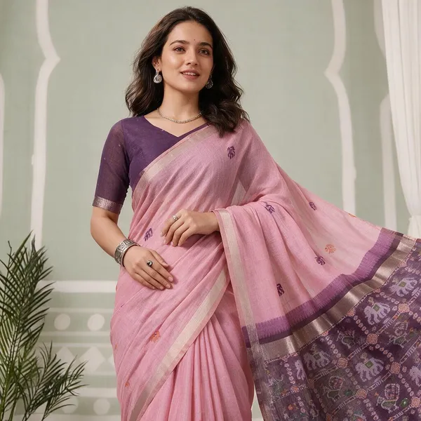 Pink_Woven_Zari_Border_Patola_Pallu_Tassel_Saree_For_Women