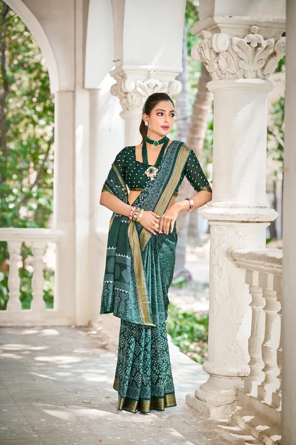 Zalak_Green_Printed_Saree_for_Women_By_Kahaf