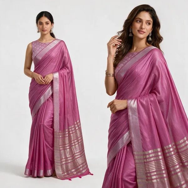 Pink_Khadi_Cotton_Brocade_Border_Traditional_Saree_For_Women
