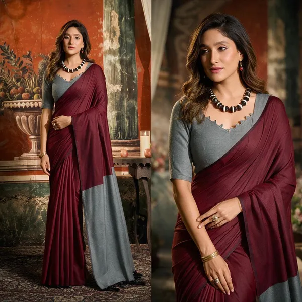 Maroon_Silver_Border_Mal_Cotton_Contrast_Pallu_Saree_For_Women