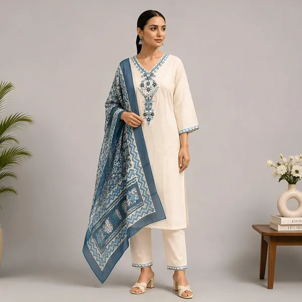 Cream_Embroidered_Straight_Suit_Set_for_Women