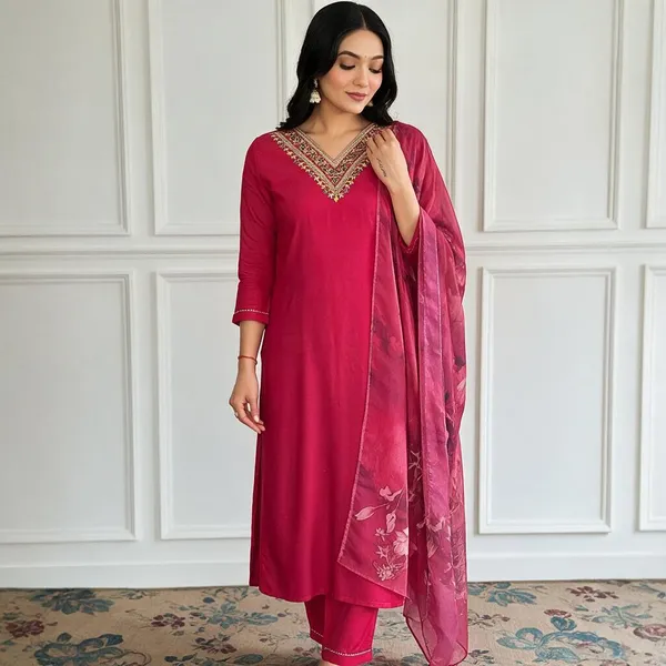 Magenta_Embroidered_Straight_Kurta_Set_With_Dupatta_for_Women