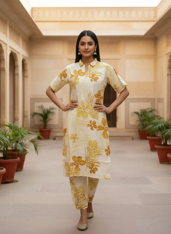 Cream_Floral_Print_Kurta_Set_for_Women