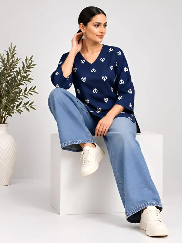 Navy_Printed_Regular_Fit_Kurta_for_Women