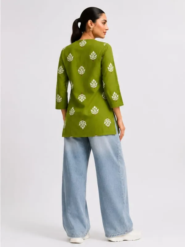 Green_Printed_Straight_Kurti_for_Women