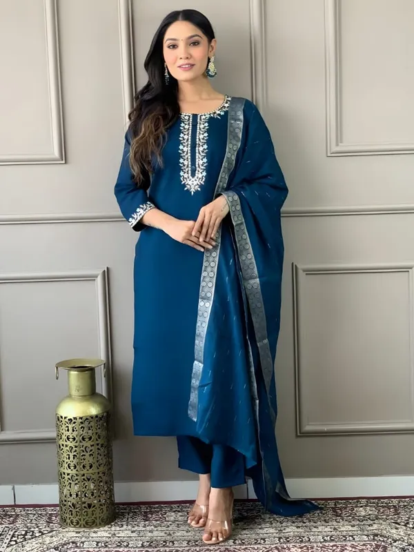 Blue_Embroidered_Straight_Kurta_Set_for_Women