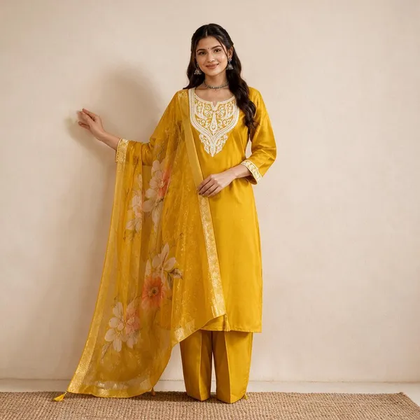 Yellow_Embroidered_Straight_Kurta_Set_For_Women