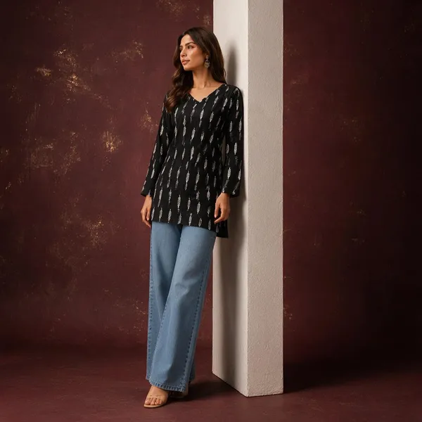 Black_Printed_Straight_Kurti_For_Women