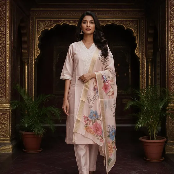 Pink_Embroidered_Kurta_Set_With_Floral_Dupatta_for_Women
