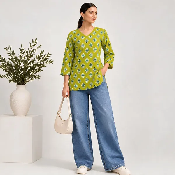 Green_Printed_Straight_Kurti_for_Women