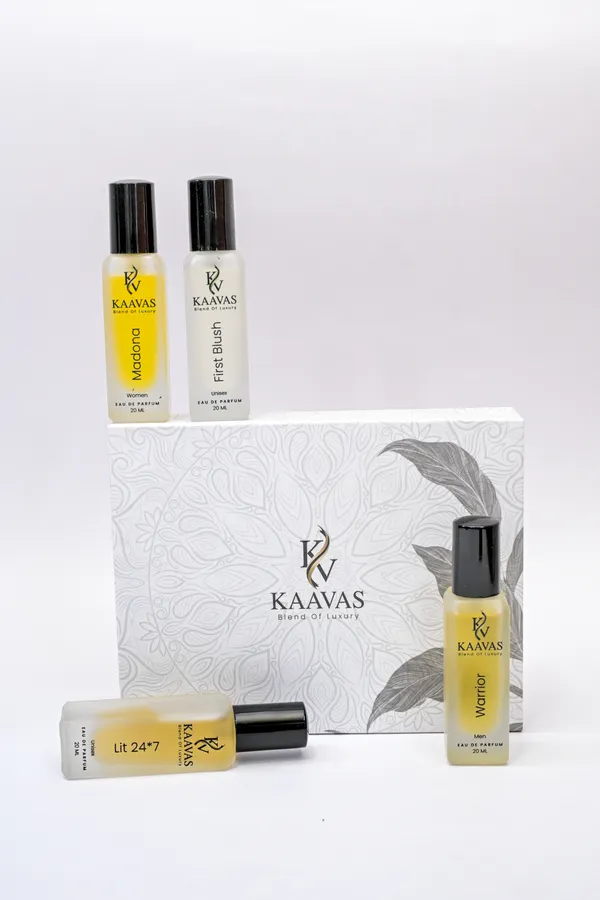 Kaavas_Discovery_Set_First_Blush_Madonna_Lit_24X7_Warrior_Edp_Pack_Of_4