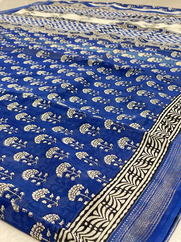 Blue_Silk_Cotton_Hand_Block_Printed_Saree_For_Women