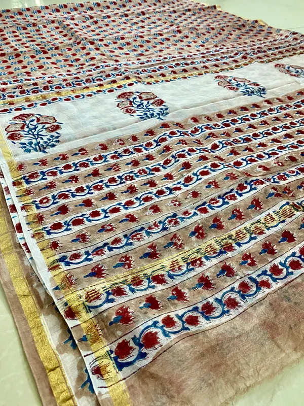 Beige_Silk_Cotton_Block_Print_Saree_For_Women