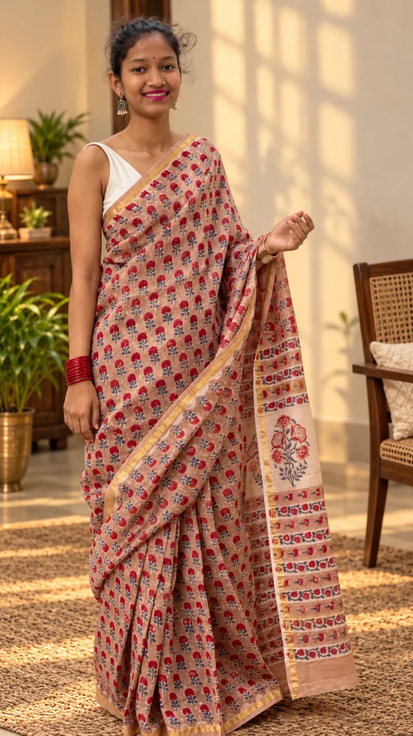 Beige_Silk_Cotton_Block_Print_Saree_For_Women