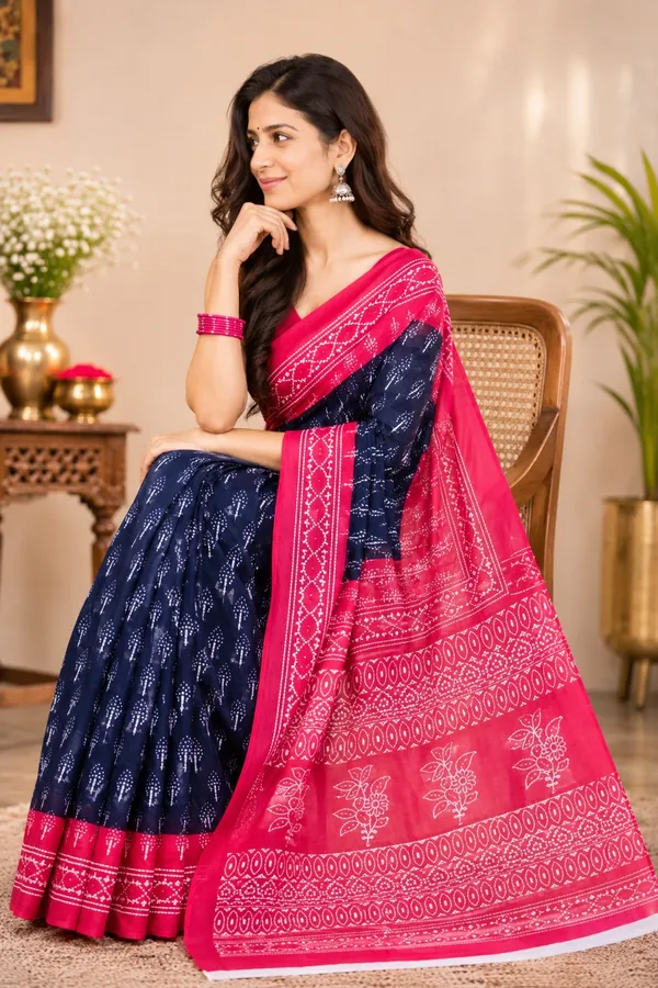 Blue_And_Pink_Cotton_Mul_printed_saree_For_Women