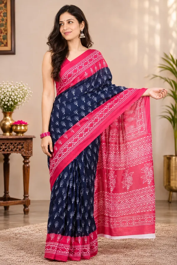 Blue_And_Pink_Cotton_Mul_printed_saree_For_Women