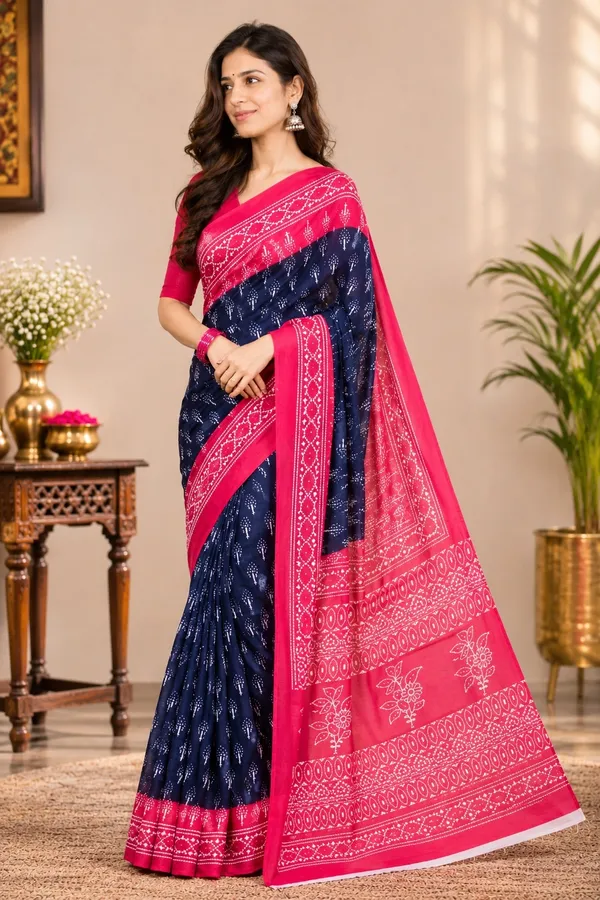 Blue_And_Pink_Cotton_Mul_printed_saree_For_Women