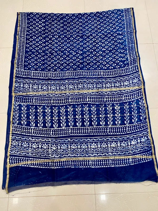 Indigo_Silk_Cotton_Daboo_Hand_Block_Printed_Saree_For_Women
