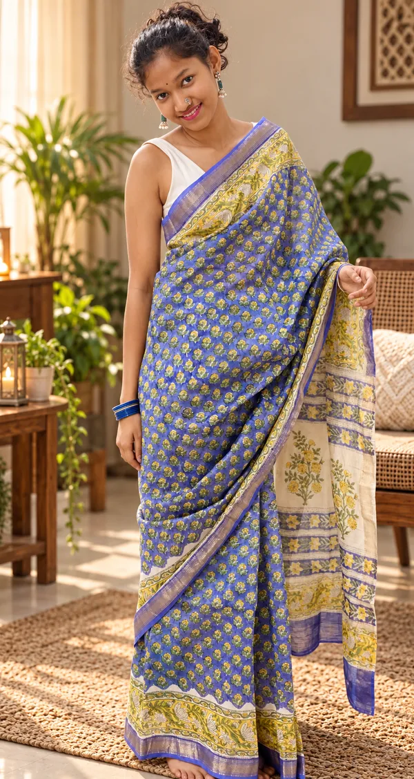 Blue_Maheshwari_Silk_Cotton_Hand_Block_Printed_Saree_For_Women