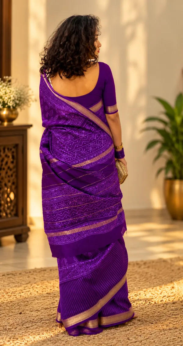 Purple_Silk_Cotton_Hand_Block_Printed_Saree_For_Women
