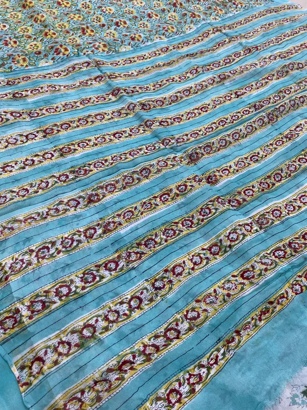 Sea_Green_Georgette_Silk_Hand_Block_Printed_Saree_For_Women