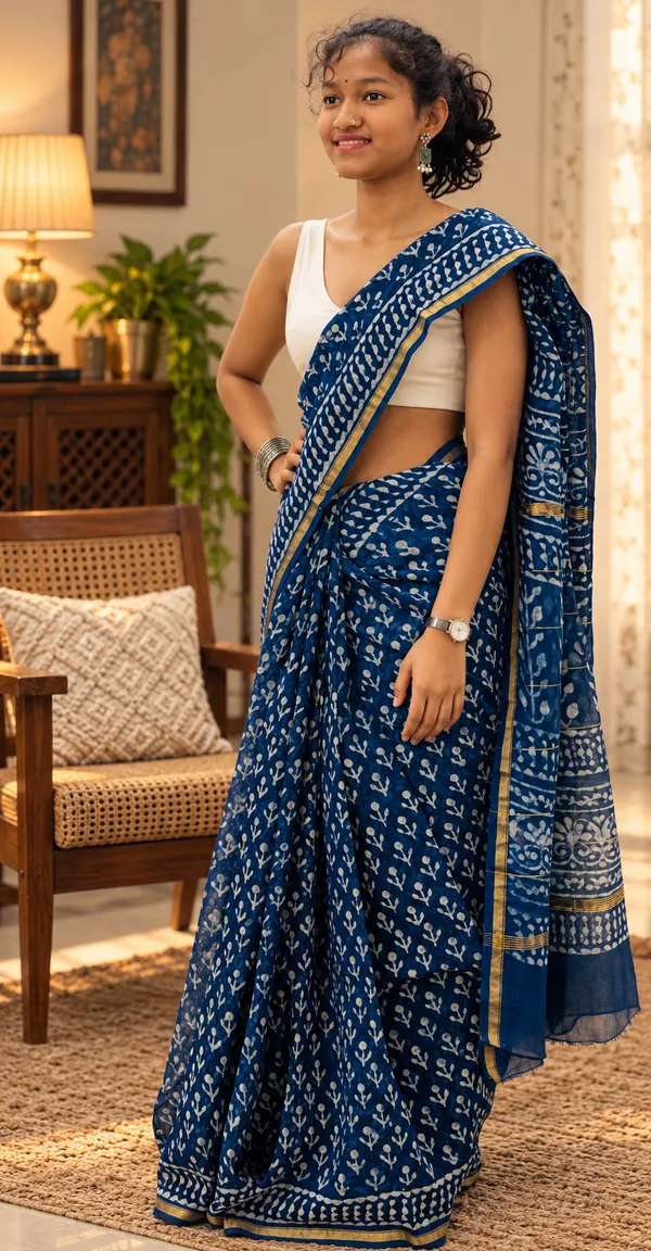 Indigo_Silk_Cotton_Daboo_Hand_Block_Printed_Saree_For_Women