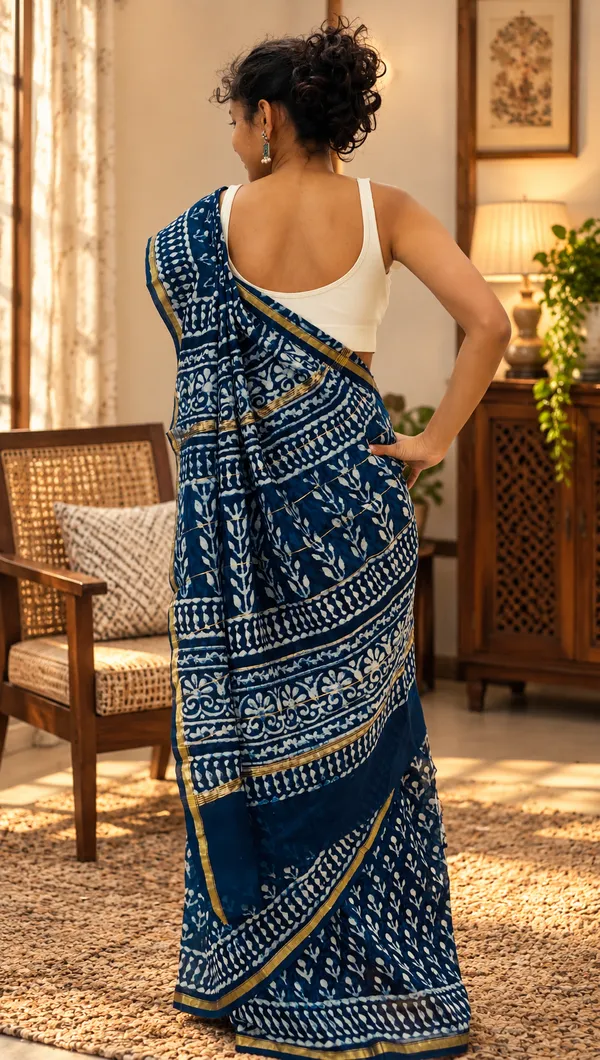 Indigo_Silk_Cotton_Daboo_Hand_Block_Printed_Saree_For_Women