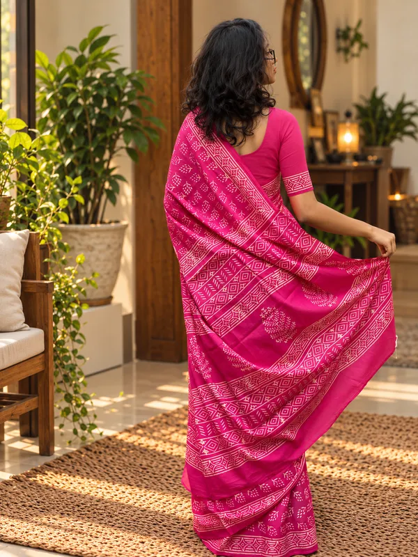 Pink_Cotton_Mul_Hand_Block_Printed_Saree_For_Women