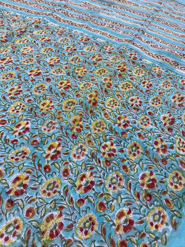 Sea_Green_Georgette_Silk_Hand_Block_Printed_Saree_For_Women