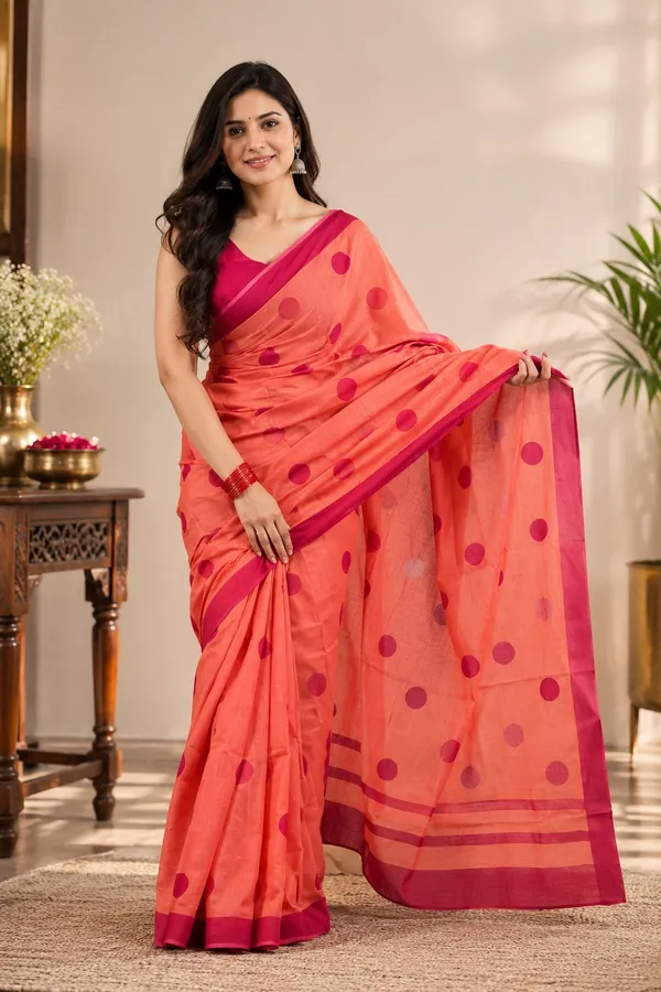 Orange_And_Pink_Cotton_Mul_printed_saree_For_Women