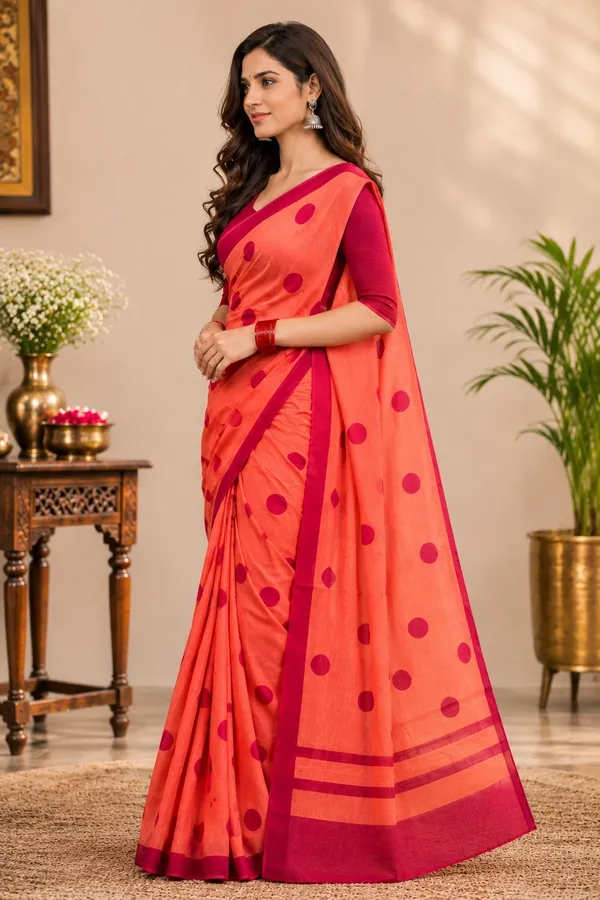 Orange_And_Pink_Cotton_Mul_printed_saree_For_Women