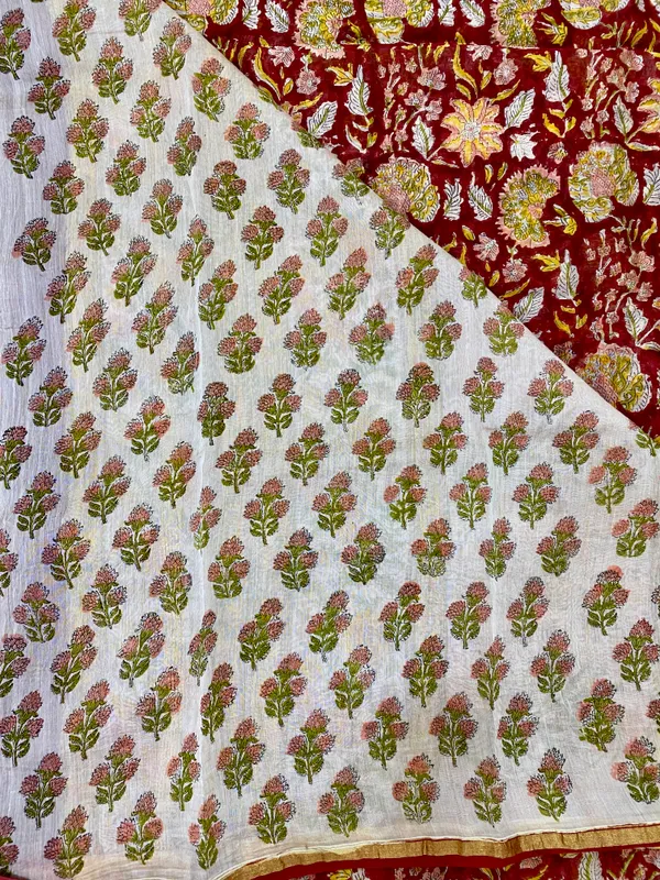 Red_Silk_Cotton_Hand_Block_Printed_Saree_For_Women