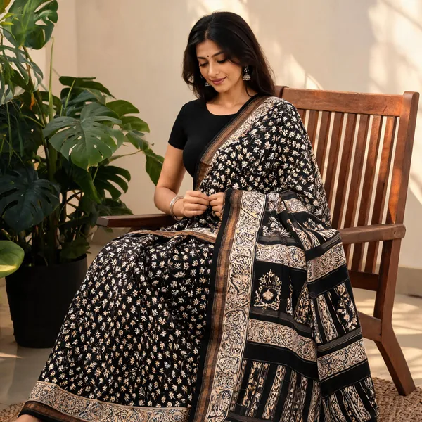 Black_Silk_Cotton_Block_Print_Saree_For_Women