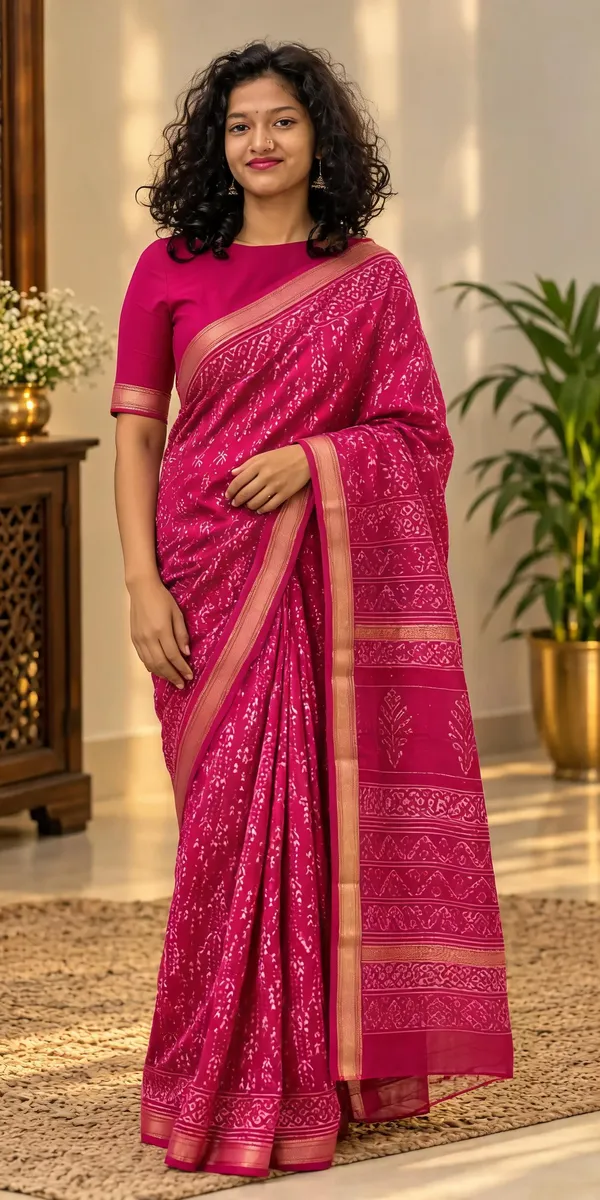 Pink_Silk_Cotton_Hand_Block_Printed_Saree_For_Women