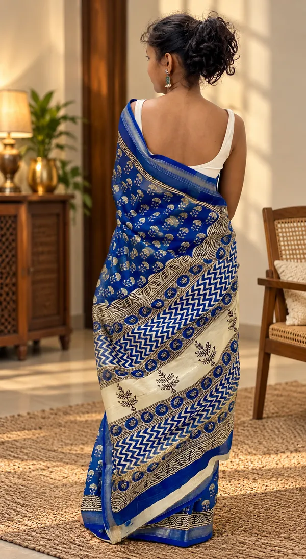 Blue_Silk_Cotton_Hand_Block_Printed_Saree_For_Women