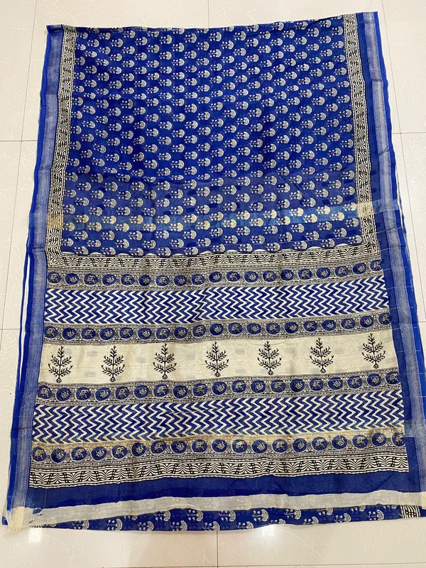 Blue_Silk_Cotton_Hand_Block_Printed_Saree_For_Women