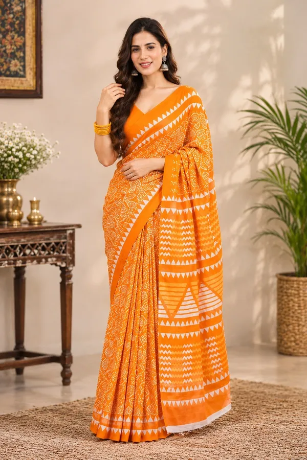 Yellow_Cotton_Mul_printed_saree_For_Women