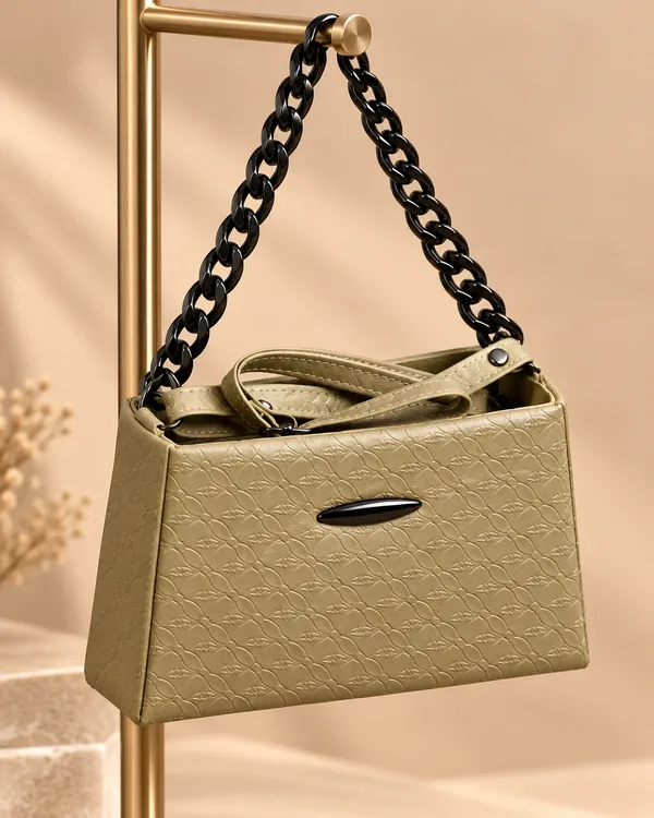 Camel_Synthetic_Leather_Embossed_Cross_Body_Bag_For_Women