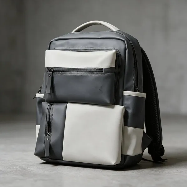 Grey_Suede_Leather_Multi_Pocket_Backpack_For_Unisex