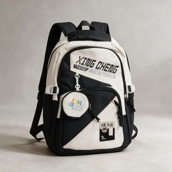 Black_Nylon_Casual_Multi_Pocket_Backpack_For_Unisex