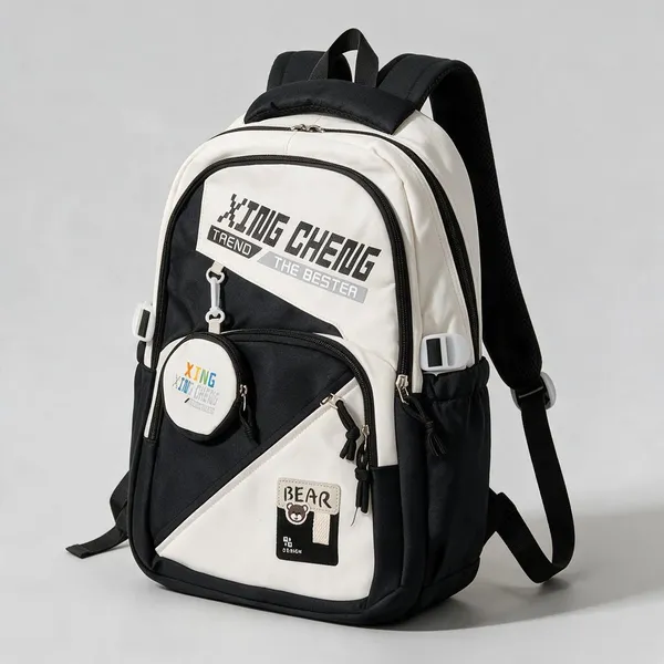 Black_Nylon_Casual_Multi_Pocket_Backpack_For_Unisex