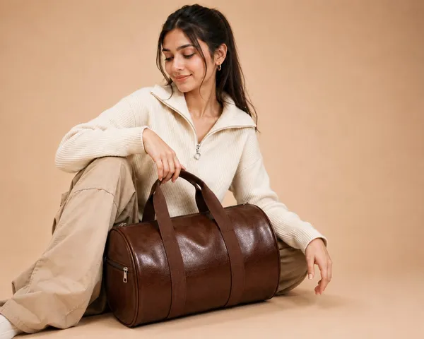 Brown_Synthetic_Leather_Duffle_Gym_Bag_For_Unisex