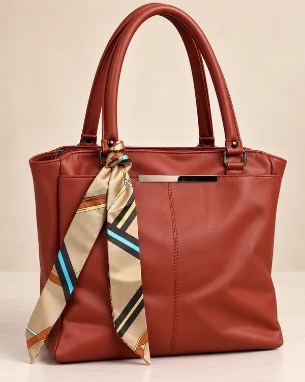 Copper_Synthetic_Leather_Structured_Tote_Bag_For_Women