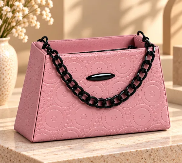 Pink_Synthetic_Leather_Chain_Strap_Cross_Body_Bag_For_Women