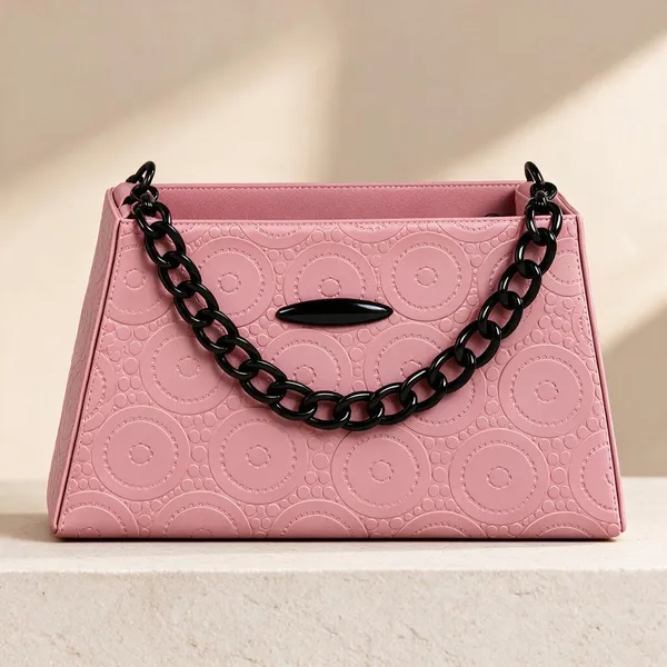 Pink_Synthetic_Leather_Chain_Strap_Cross_Body_Bag_For_Women